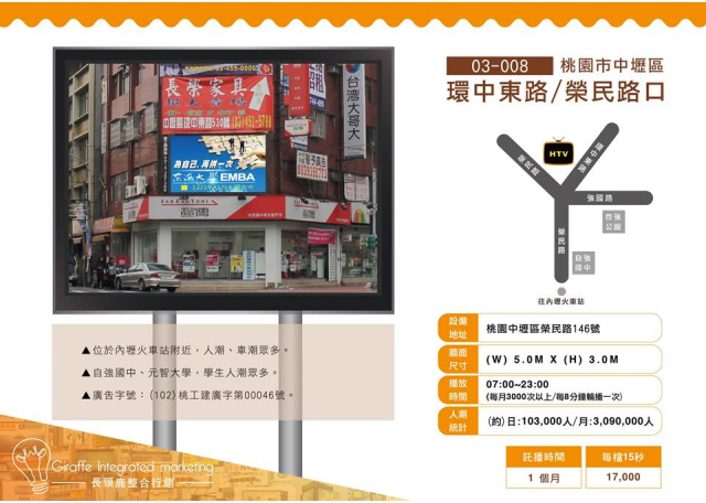 桃園市中壢區環中東路/榮民路口戶外LED電視牆