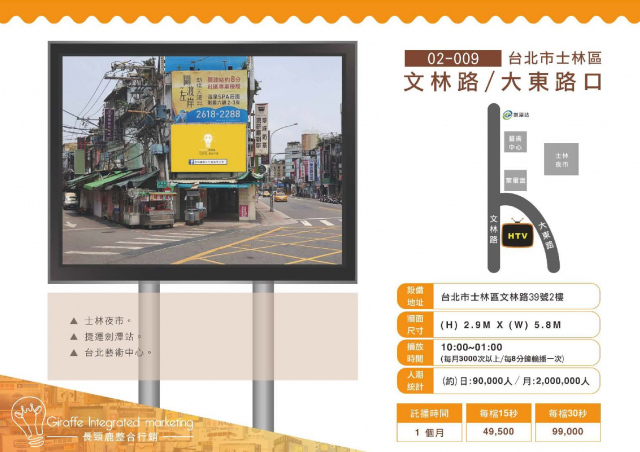 台北市士林區文林路/大東路口戶外LED電視牆